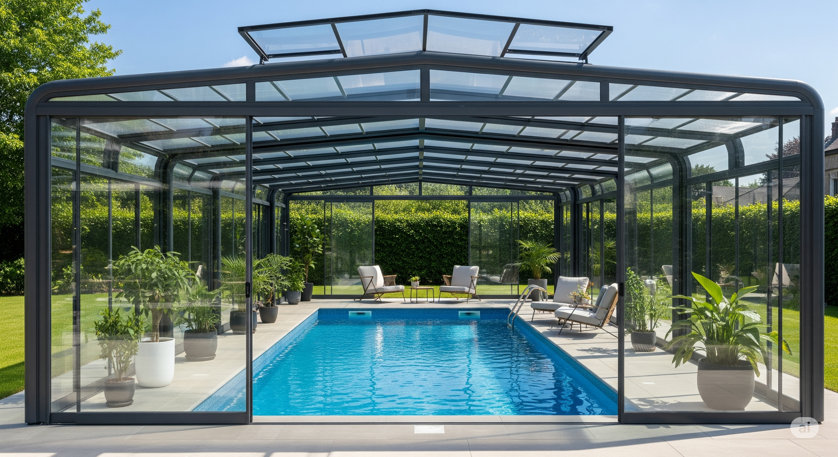 A beautifully repaired pool screen enclosure